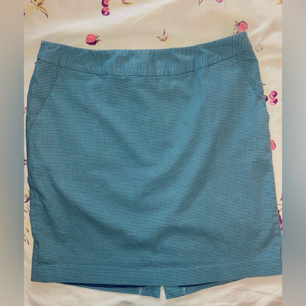 L.L. Bean Vintage Blue Houndstooth Preppy Skirt